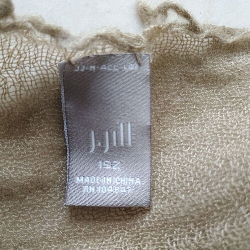 J. Jill 100% Cashmere Scarf Beige Quiet Elegance Money Long Rectangle 80x27 - Picture 3 of 7